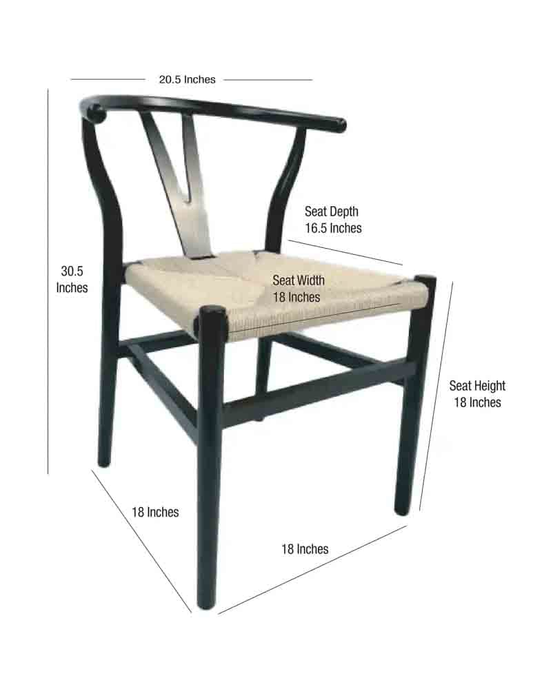 Chivari Black Wood Wishbone Chair with Natural Rope Seat CWHWBN-ZG-T