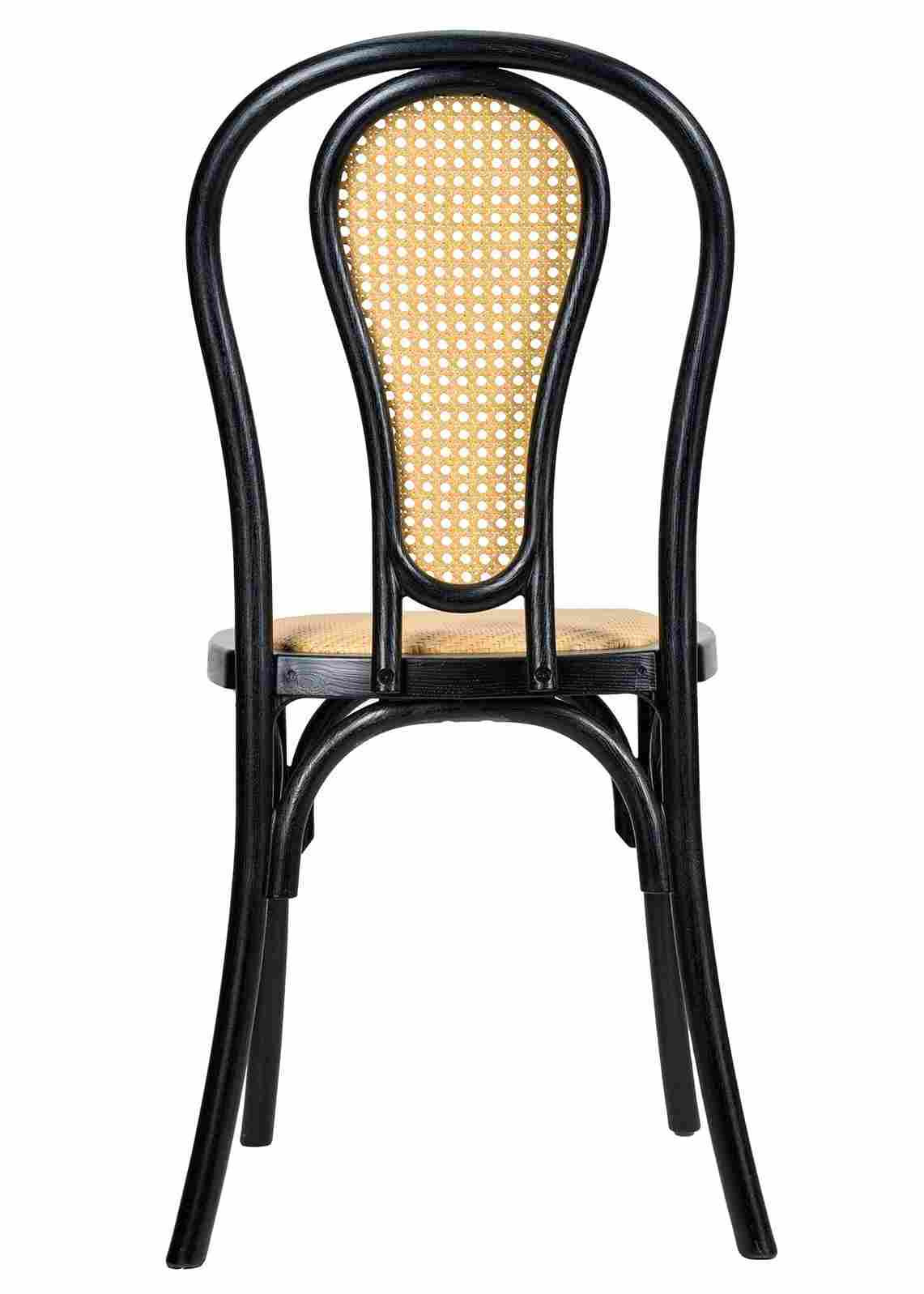 Chivari Black Bentwood Resin Chair with Natural Rattan Back and Natural Rattan Seat CBRB-RR-ZG-T