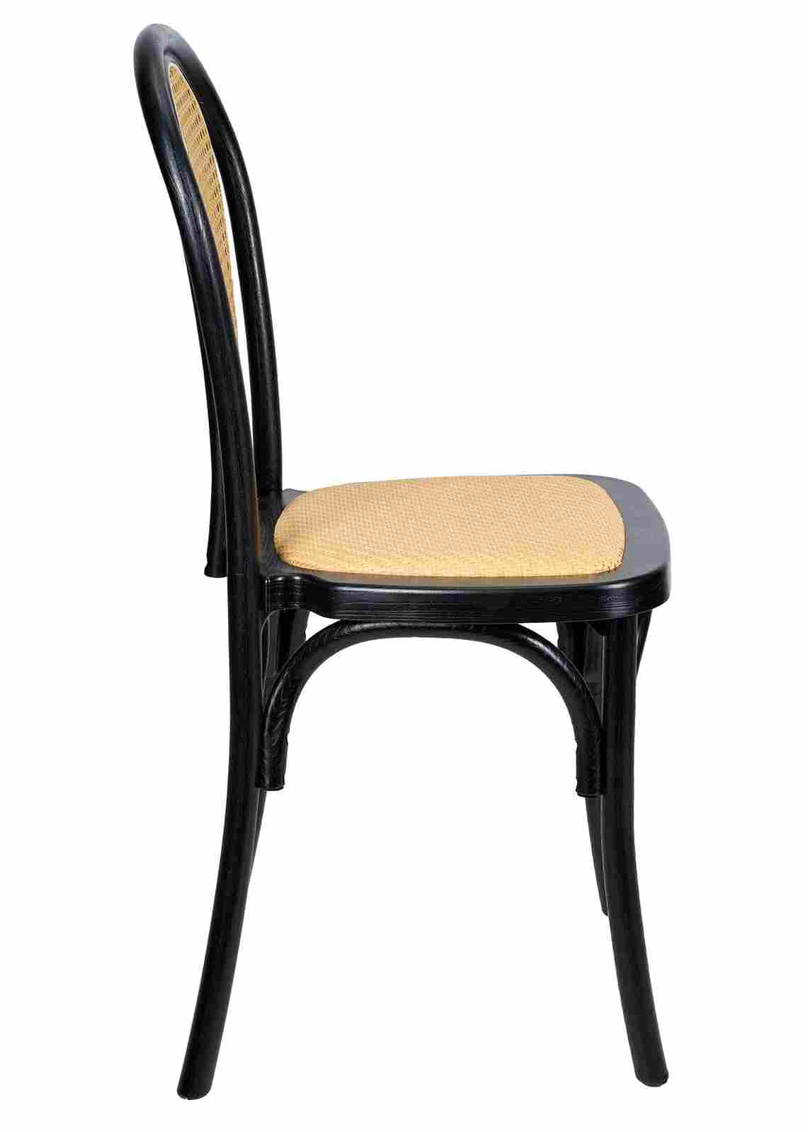 Chivari Black Bentwood Resin Chair with Natural Rattan Back and Natural Rattan Seat CBRB-RR-ZG-T