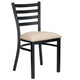 Chivari Ladder Back Restaurant Chair with Black Metal Frame and Light Gray Vinyl Seat CLMBVLGY-ZF-KT