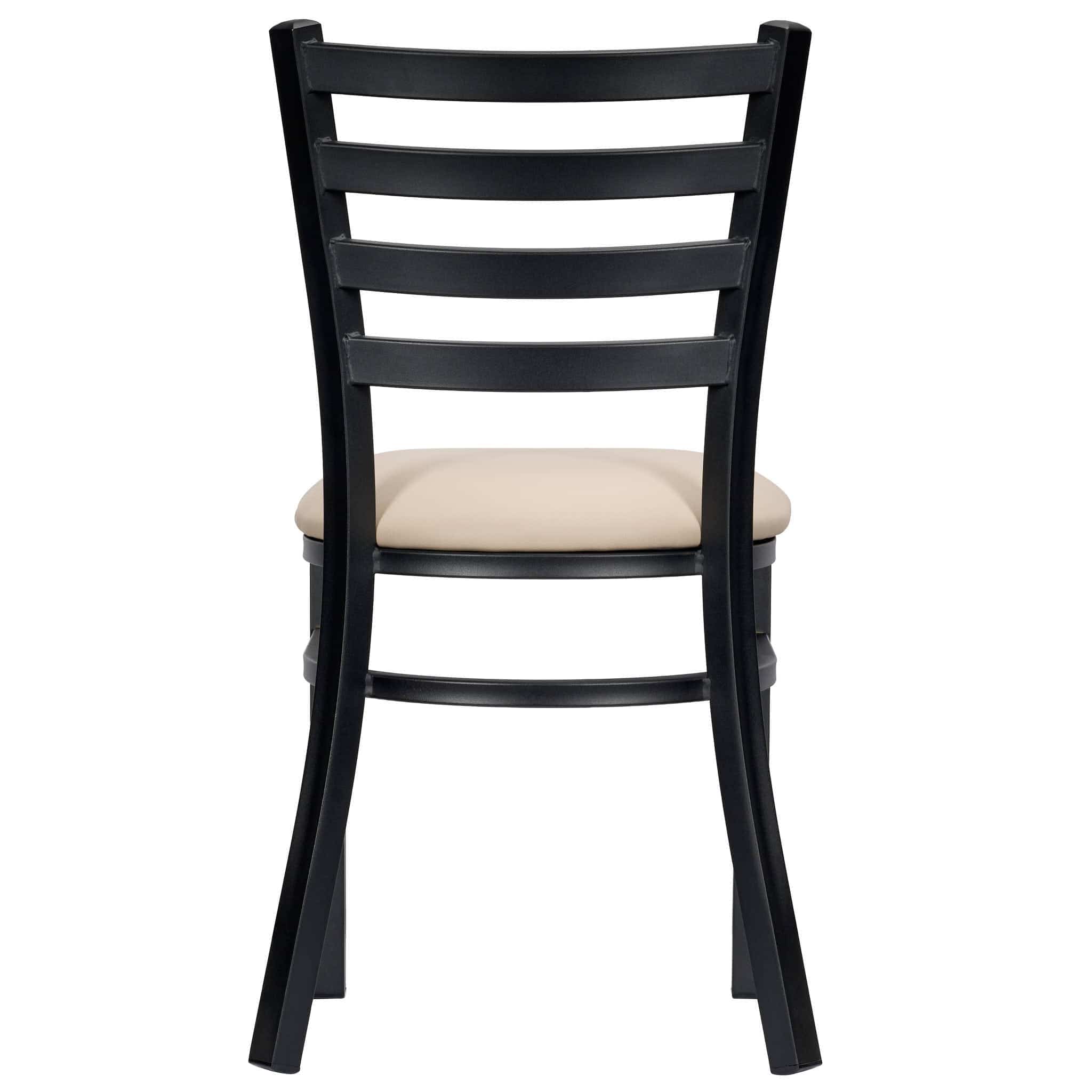 Chivari Ladder Back Restaurant Chair with Black Metal Frame and Light Gray Vinyl Seat CLMBVLGY-ZF-KT