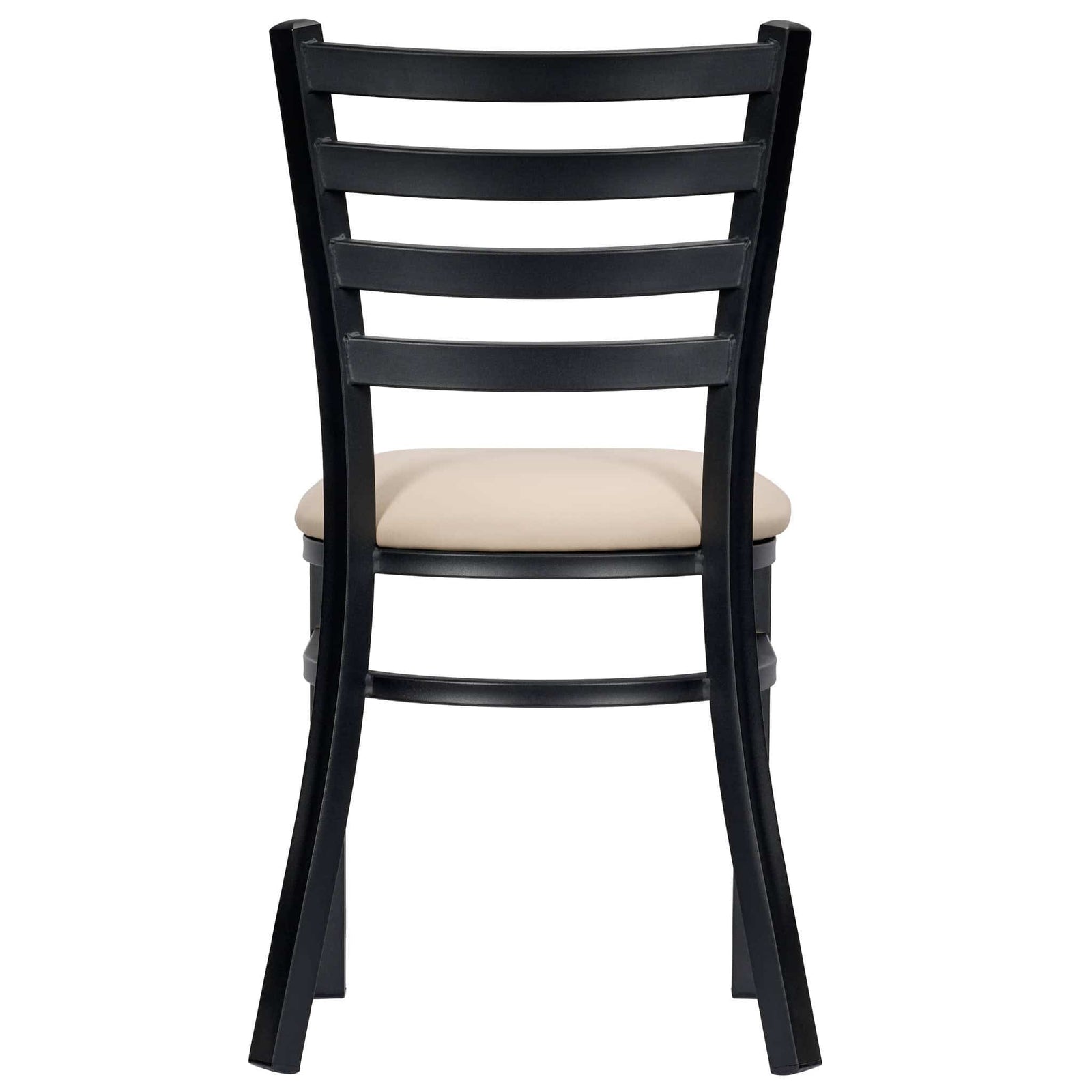 Chivari Ladder Back Restaurant Chair with Black Metal Frame and Light Gray Vinyl Seat CLMBVLGY-ZF-KT