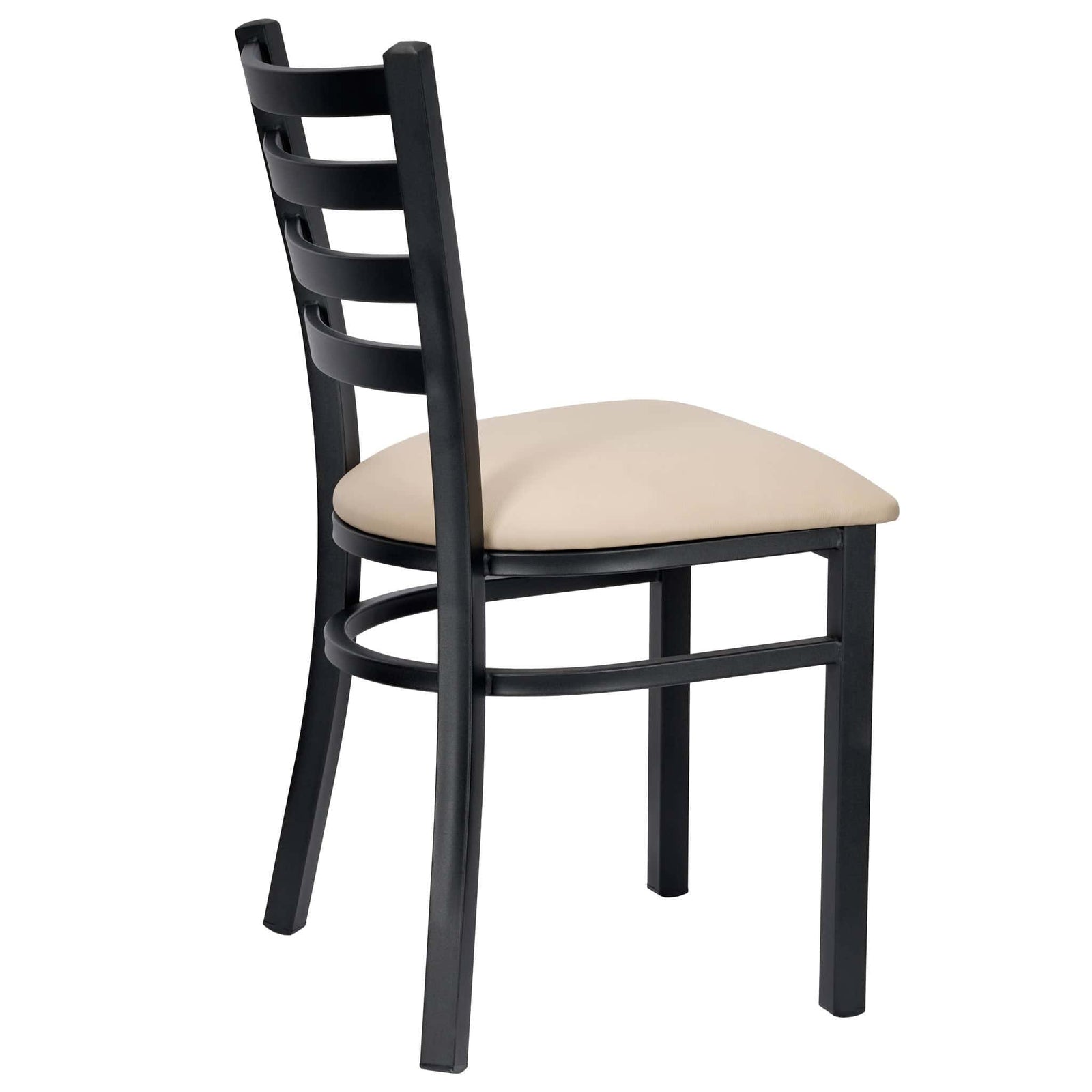 Chivari Ladder Back Restaurant Chair with Black Metal Frame and Light Gray Vinyl Seat CLMBVLGY-ZF-KT