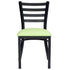 Chivari Ladder Back Restaurant Chair with Black Metal Frame and Light Green Vinyl Seat CLMBVLGR-ZF-KT