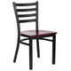 Chivari Ladder Back Restaurant Chair with Black Frame and Mahogany Wood Seat CLMBWMW-ZF-KT