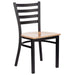 Chivari Ladder Back Restaurant Chair with Black Frame and Natural Wood Seat CLMBWNW-ZF-KT