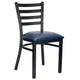 Chivari Ladder Back Restaurant Chair with Black Metal Frame and Navy Blue Vinyl Seat CLMBVNB-ZF-KT