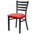 Chivari Ladder Back Restaurant Chair with Black Metal Frame and Red Vinyl Seat CLMBVR-ZF-KT