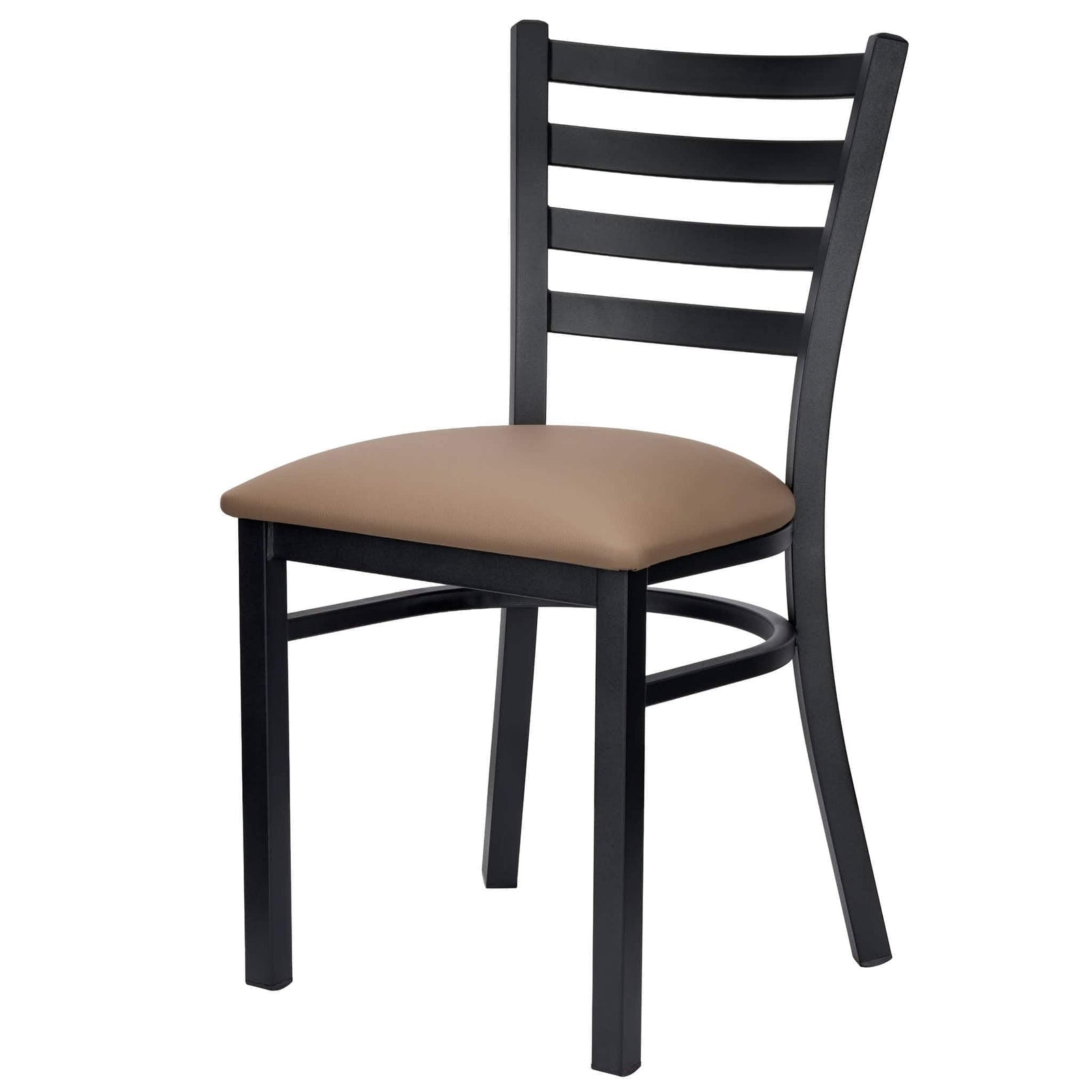 Chivari Ladder Back Restaurant Chair with Black Metal Frame and Taupe Vinyl Seat CLMBVTP-ZF-KT