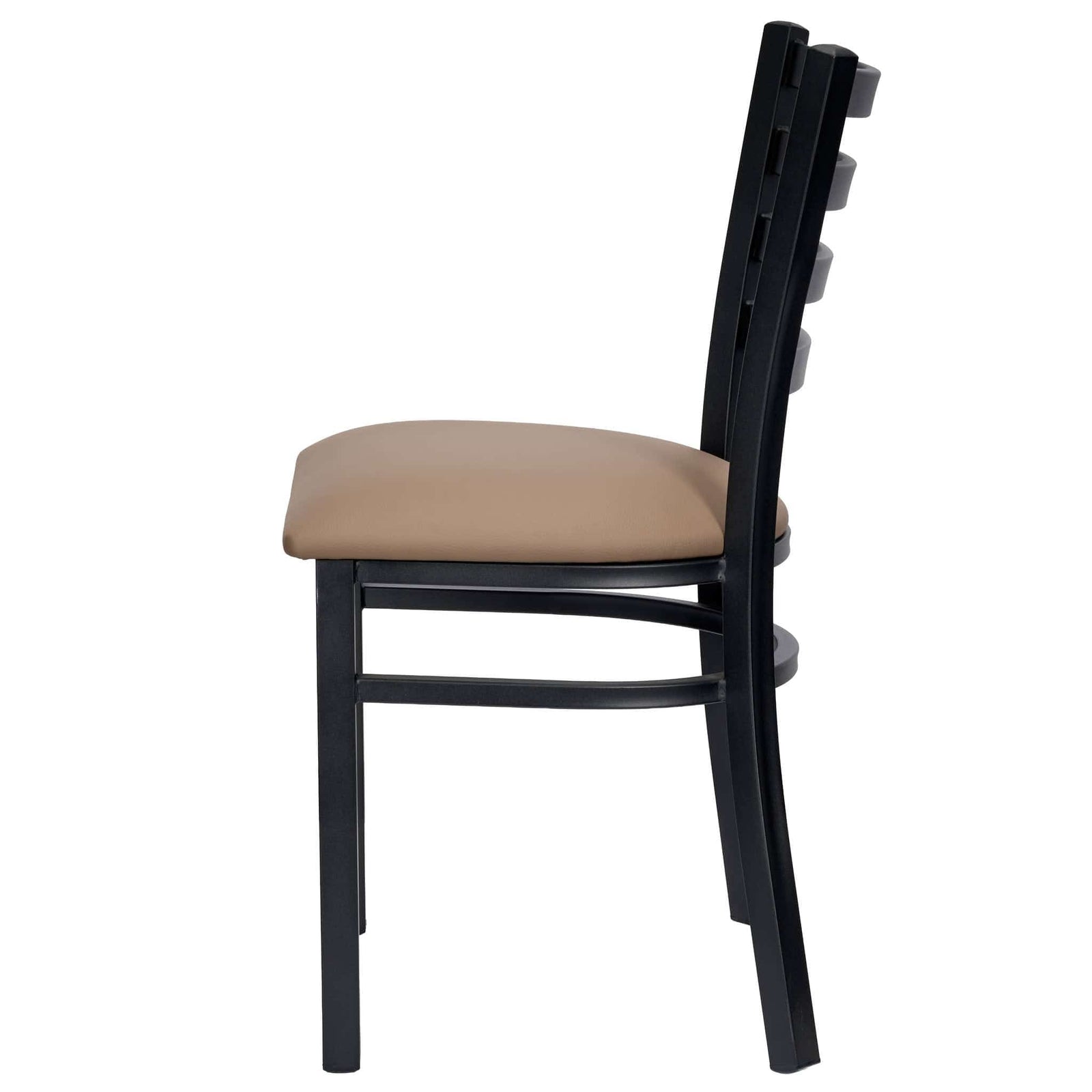 Chivari Ladder Back Restaurant Chair with Black Metal Frame and Taupe Vinyl Seat CLMBVTP-ZF-KT