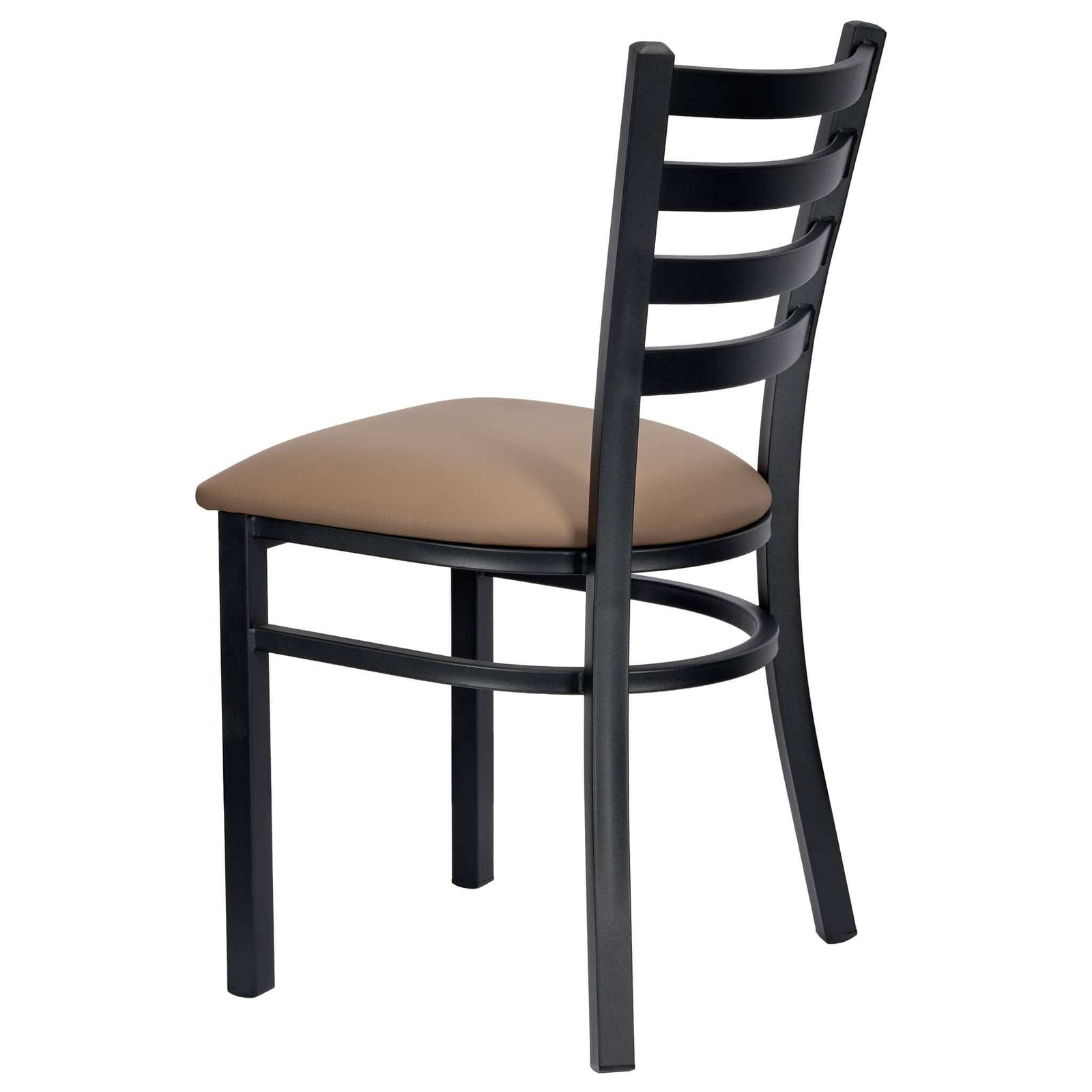 Chivari Ladder Back Restaurant Chair with Black Metal Frame and Taupe Vinyl Seat CLMBVTP-ZF-KT