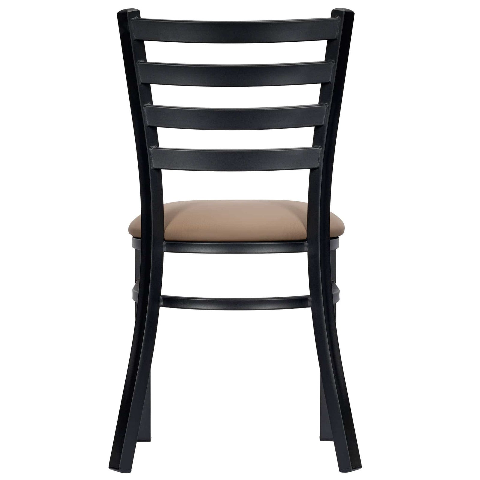 Chivari Ladder Back Restaurant Chair with Black Metal Frame and Taupe Vinyl Seat CLMBVTP-ZF-KT