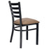 Chivari Ladder Back Restaurant Chair with Black Metal Frame and Taupe Vinyl Seat CLMBVTP-ZF-KT