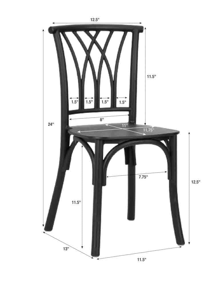 Chivari Kids Matte Black ToughResin™ Willow Chair CWRB-KID-ZG-T