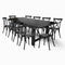Chivari Black Straight Leg Farm Table Dining Set with 10 Chairs TFARM-BLACK-S-LEG-KIT-CXR-AX