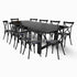 Chivari Black Straight Leg Farm Table Dining Set with 10 Chairs TFARM-BLACK-S-LEG-KIT-CXR-AX