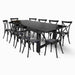 Chivari Black Straight Leg Farm Table Dining Set with 10 Chairs TFARM-BLACK-S-LEG-KIT-CXR-AX