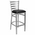 Chivari Ladder Back Bar Stool with Silver Frame and Black Vinyl Seat BLMSVB-ZF-KT