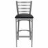 Chivari Ladder Back Bar Stool with Silver Frame and Black Vinyl Seat BLMSVB-ZF-KT