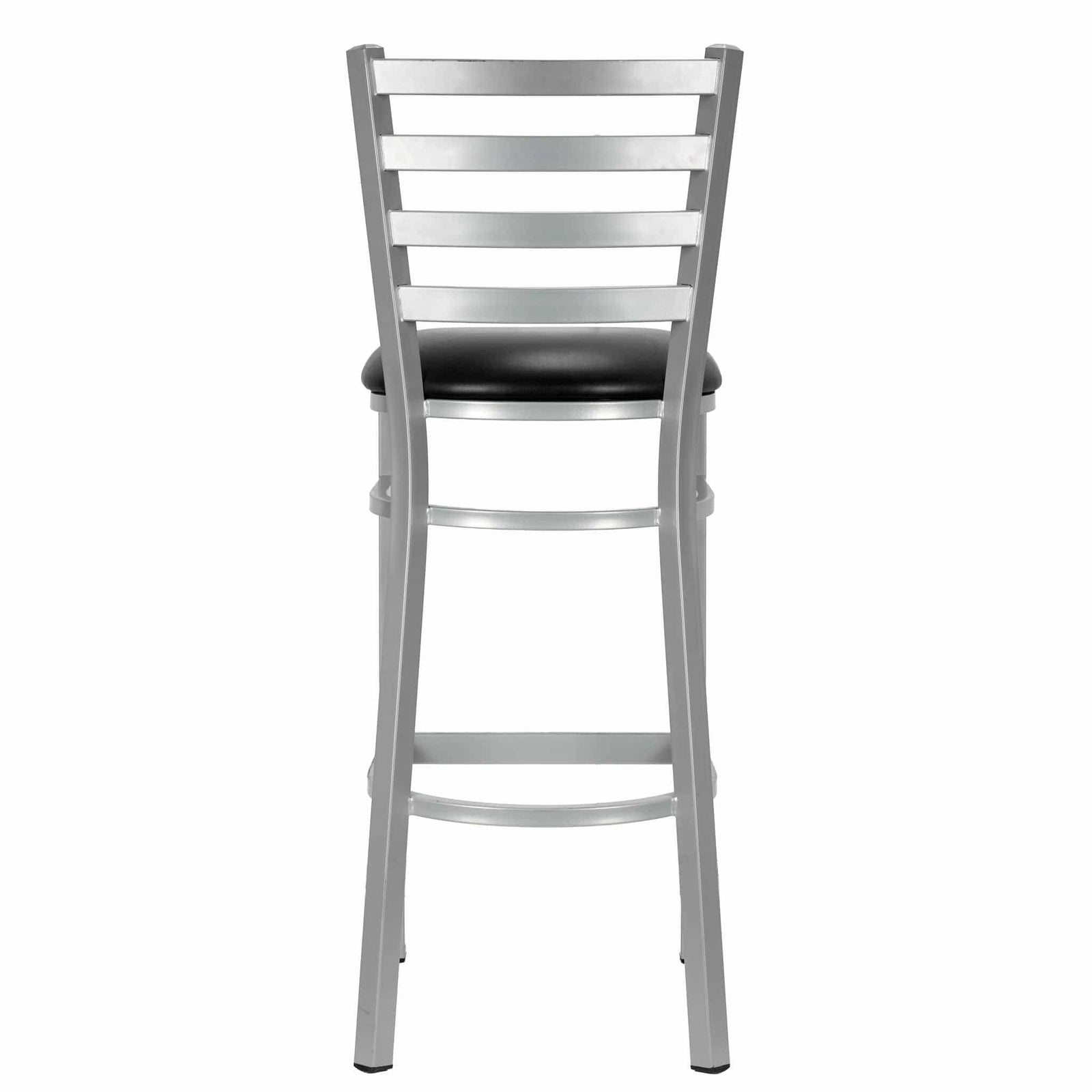 Chivari Ladder Back Bar Stool with Silver Frame and Black Vinyl Seat BLMSVB-ZF-KT