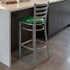 Chivari Ladder Back Bar Stool with Silver Frame and Green Vinyl Seat BLMSVGR-ZF-KT