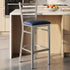 Chivari Ladder Back Bar Stool with Silver Frame and Navy Blue Vinyl Seat BLMSVNB-ZF-KT