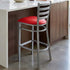 Chivari Ladder Back Bar Stool with Silver Frame and Red Vinyl Seat BLMSVR-ZF-KT