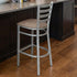 Chivari Ladder Back Bar Stool with Silver Frame and Taupe Vinyl Seat BLMSVTP-ZF-KT