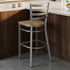 Chivari Ladder Back Bar Stool with Silver Frame and Natural Wood Seat BLMSWNW-ZF-KT