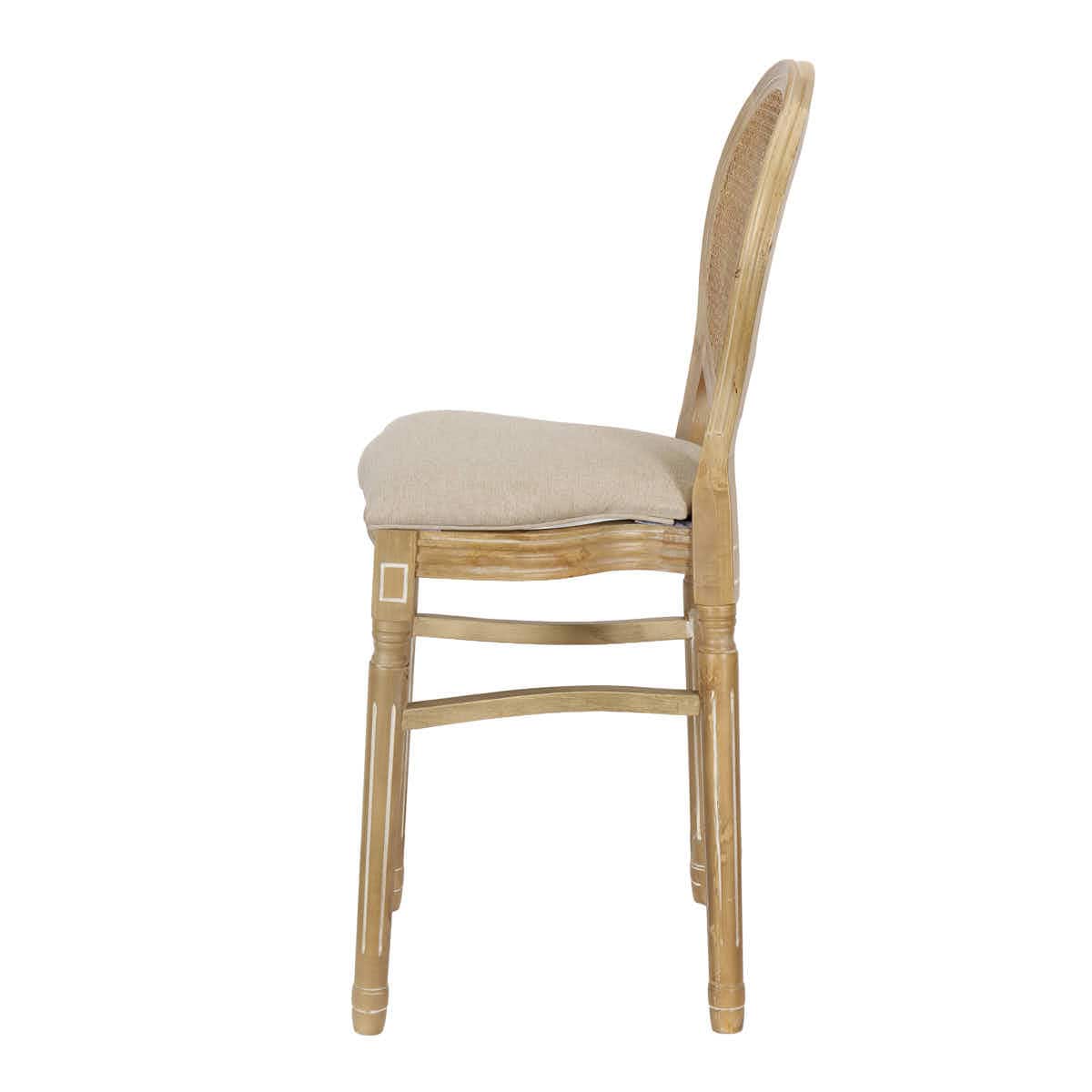 Chivari Antique Distressed Wood Louis Pop Barstool with Rattan Back BLPWANTIQ-FR-ZG-T