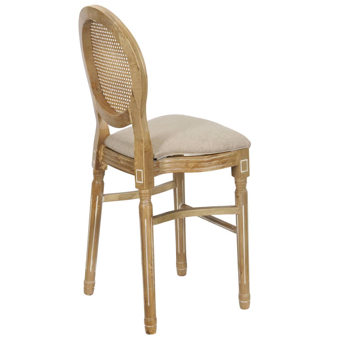 Chivari Antique Distressed Wood Louis Pop Barstool with Rattan Back BLPWANTIQ-FR-ZG-T