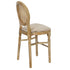 Chivari Antique Distressed Wood Louis Pop Barstool with Rattan Back BLPWANTIQ-FR-ZG-T