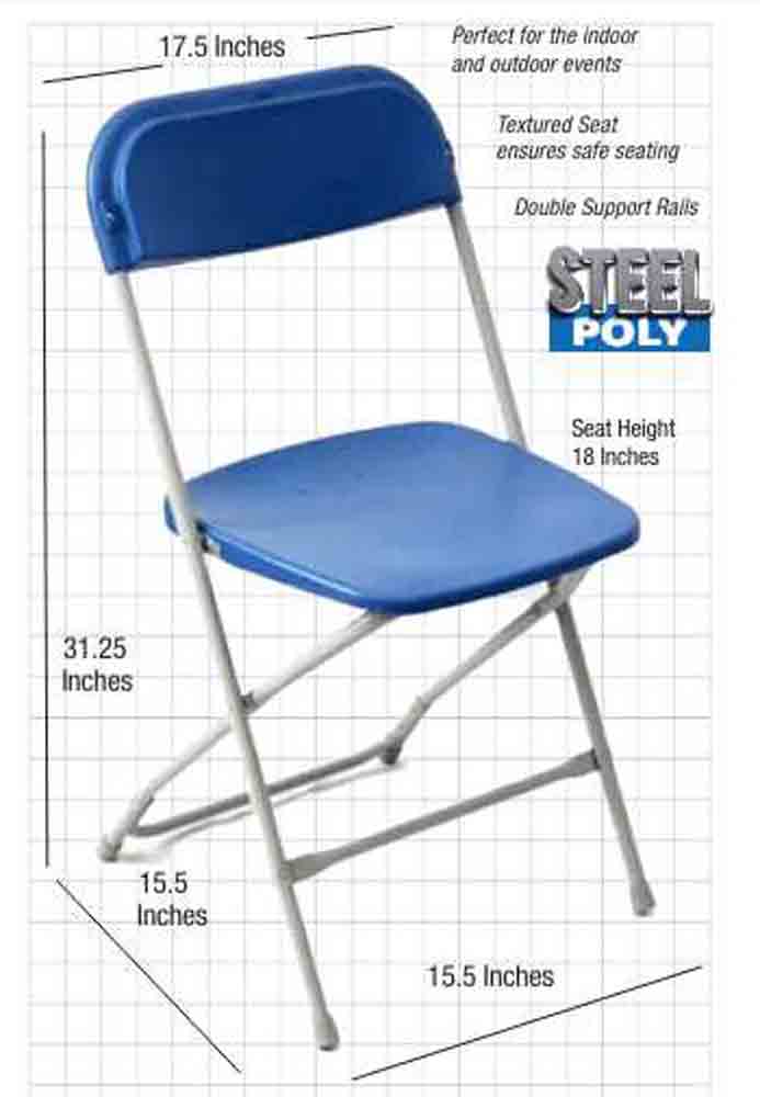 Chivari Blue Folding Chair (Steel-Poly Chair) CFPBLU-AX-T
