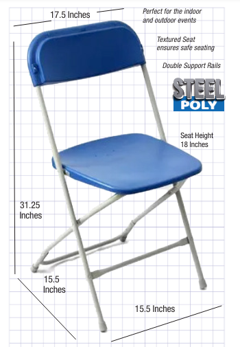 Blue Folding Chair (Steel-Poly Chair) Samson Series Heavy Duty 2 Year Warranty by Chivari CFPBLU-AX-T