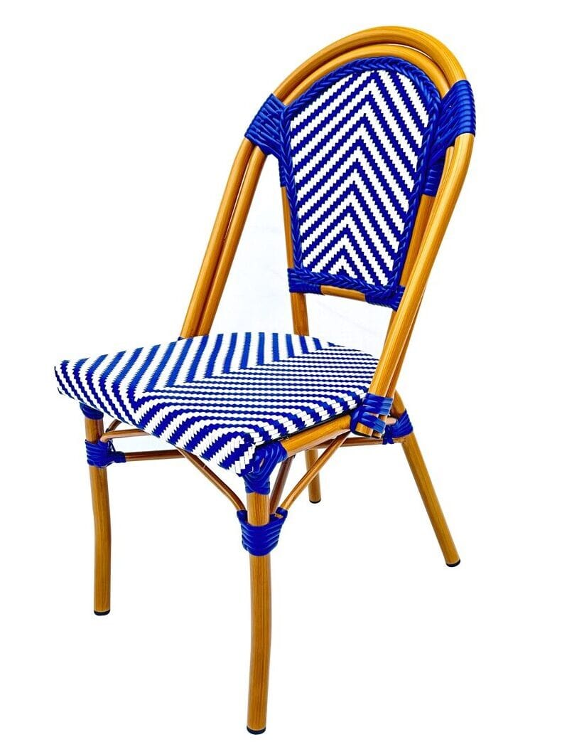 Toulouse Blue and White French Bistro Patio Dining Chair CBTBLU-ZG-T