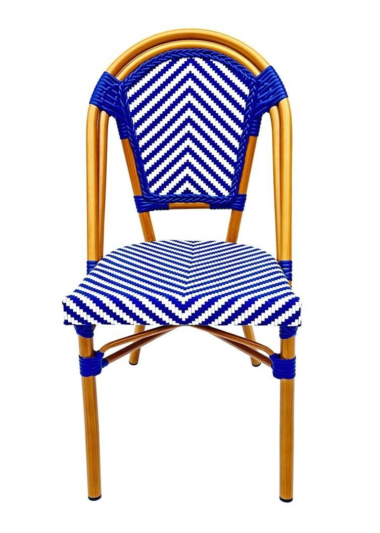 Toulouse Blue and White French Bistro Patio Dining Chair CBTBLU-ZG-T