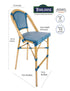 Toulouse Blue and White French Bistro Barstool BBPBLU-AX-T