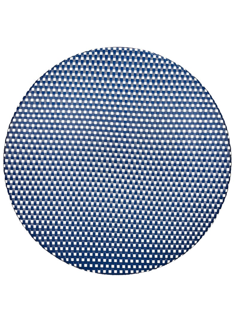 Toulouse 40" Round Glass Top Blue and White Rattan French Bistro Table TBTPBLU-KT-AX-T