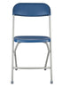 Chivari 100 Pack Blue Plastic Folding Chair and Cart Bundle with Strap CFPBLU-100GCRTS-KT