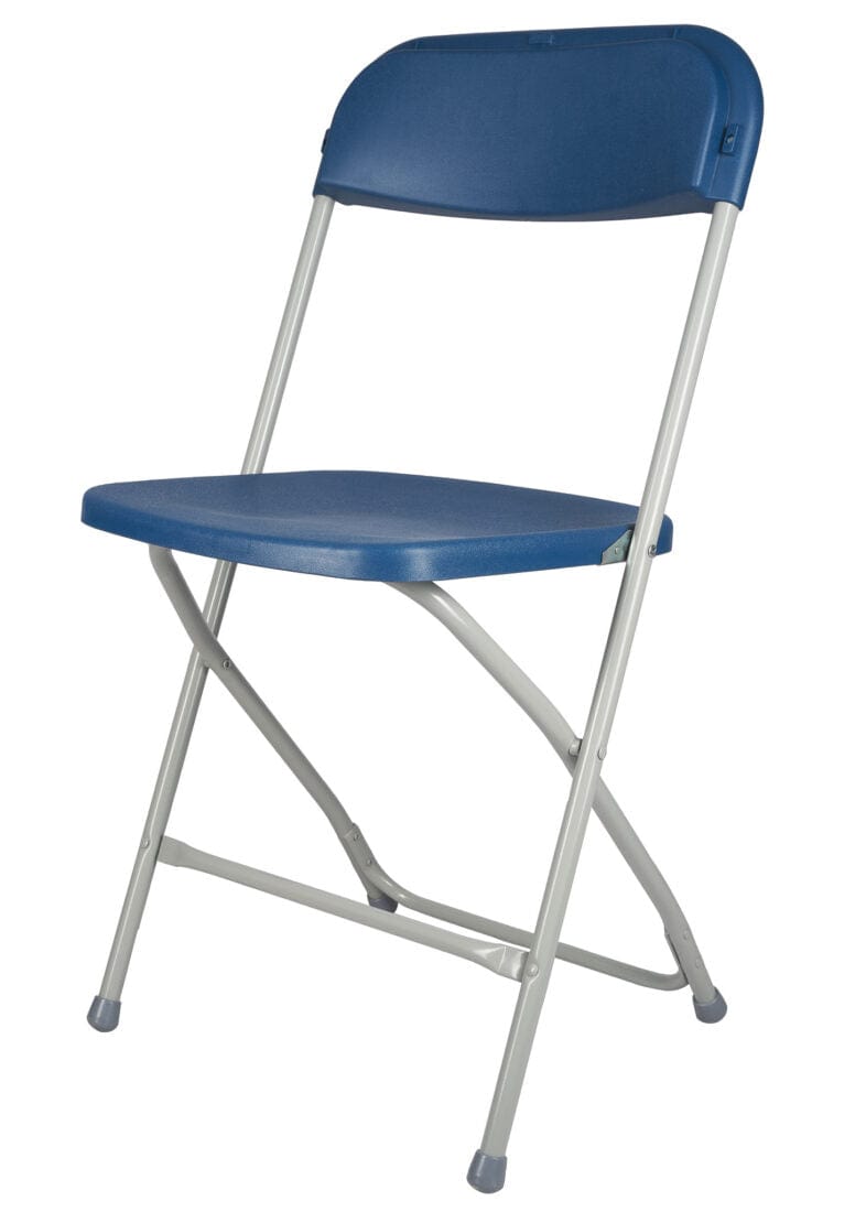 Chivari 100 Blue Plastic Folding Chair Bundle with 2 Heavy Duty Carts and Safety Straps CFPBLU-100GCRTS-KT