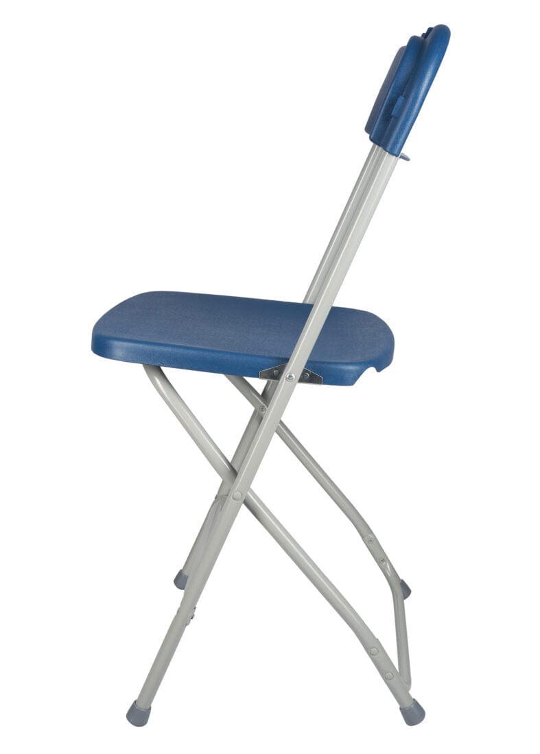 Chivari 100 Blue Plastic Folding Chair Bundle with 2 Heavy Duty Carts and Safety Straps CFPBLU-100GCRTS-KT