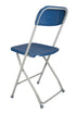 Chivari 100 Blue Plastic Folding Chair Bundle with 2 Heavy Duty Carts and Safety Straps CFPBLU-100GCRTS-KT