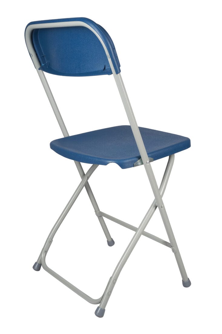 Chivari 100 Pack Blue Plastic Folding Chair and Cart Bundle with Strap CFPBLU-100GCRTS-KT