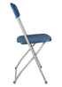 Chivari 100 Blue Plastic Folding Chair Bundle with 2 Heavy Duty Carts and Safety Straps CFPBLU-100GCRTS-KT