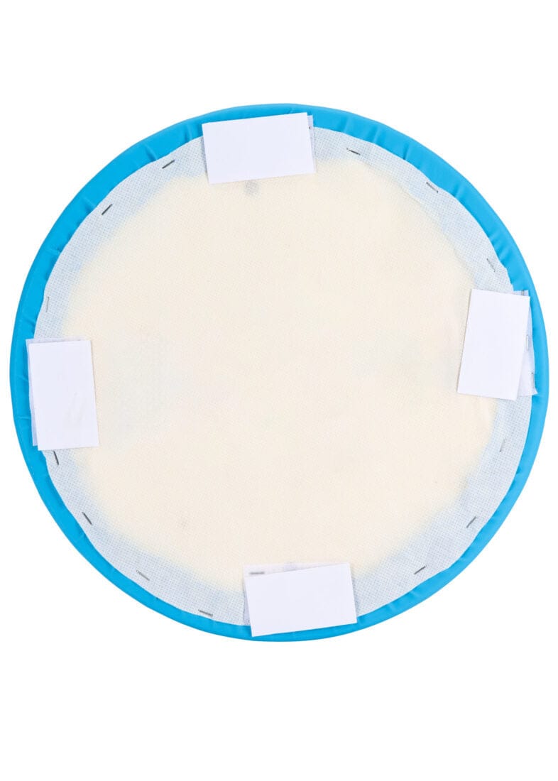 Chivari Sky Blue Round Vinyl Panel Back Cushion CUSH-PANVIN-RDBLU-ZG-T