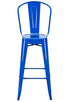 Chivari Blue Hi Gloss Tolix Style Metal Barstool with Back BTBMBLU-AX-T