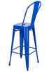 Chivari Blue Hi Gloss Tolix Style Metal Barstool with Back BTBMBLU-AX-T