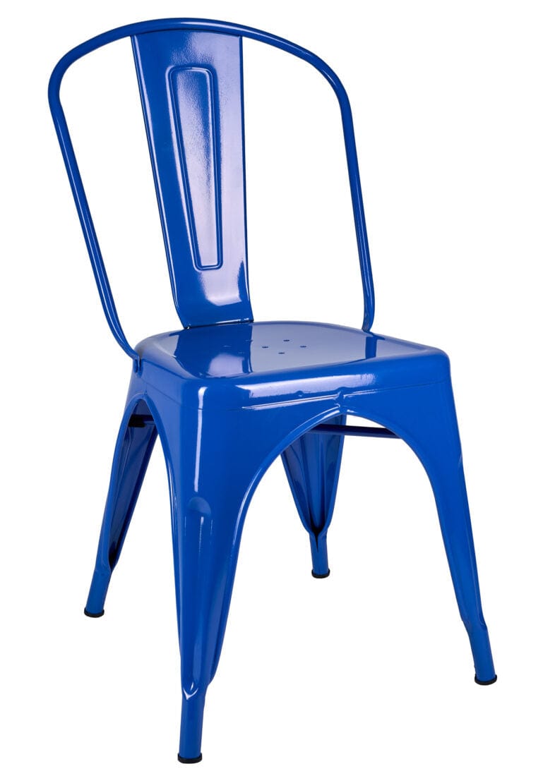 Chivari Blue Hi Gloss Tolix Style Metal Chair CTMBLU-AX-T