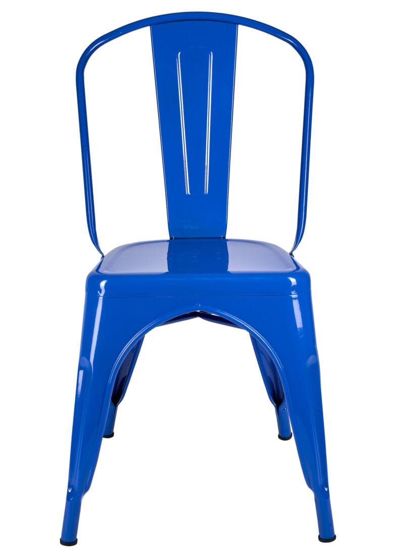 Chivari Blue Hi Gloss Tolix Style Metal Chair CTMBLU-AX-T