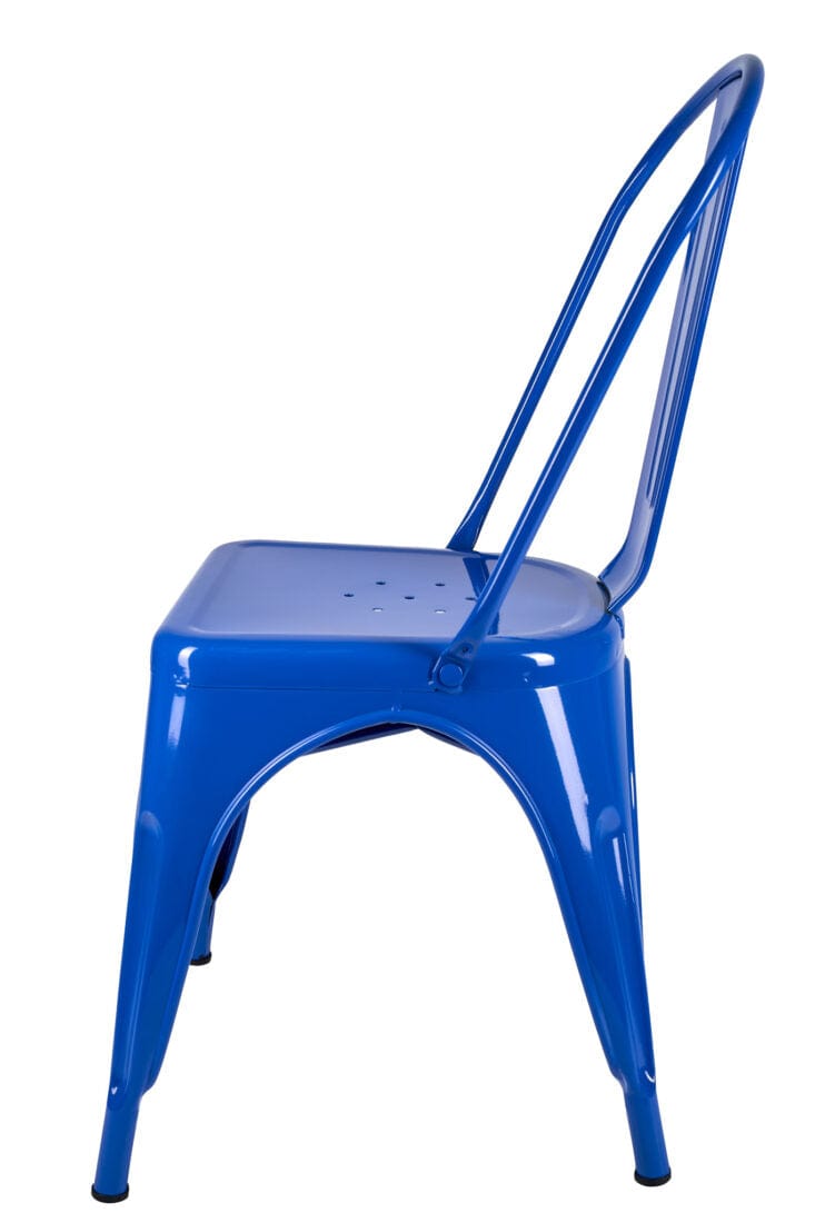 Chivari Blue Hi Gloss Tolix Style Metal Chair CTMBLU-AX-T